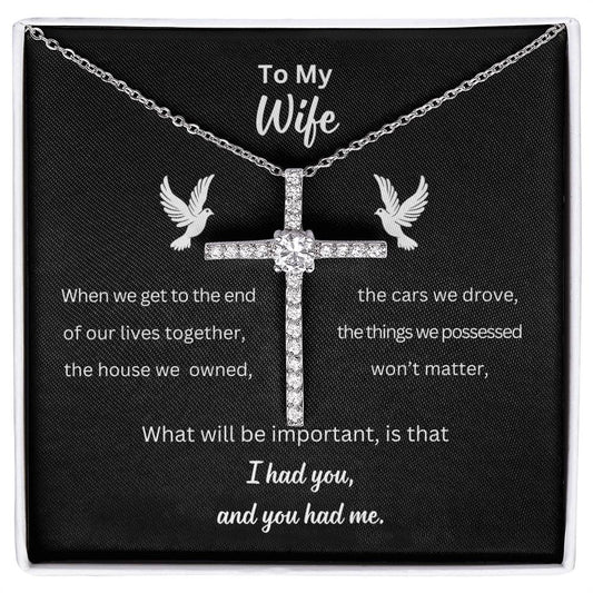 To My Wife | CZ Cross Necklace